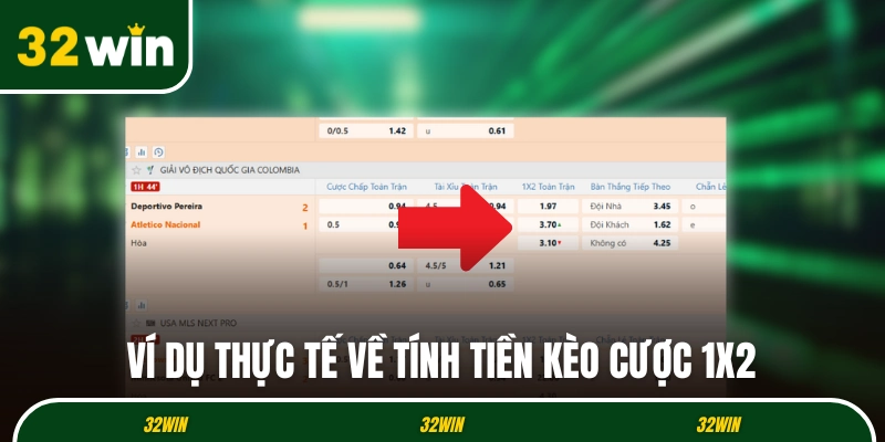 Ví dụ thực tế về tính tiền kèo cược 1x2
